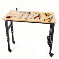 Garvee 48x24 Inch Adjustable Workbench - Heavy-Duty Work Table with Wheels, 5 Power Outlets, 2500 lbs Capacity, Metal Frame, and Wood Top for Garage, Home, and Office