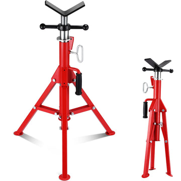 Garvee V Head Pipe Stand 1/8"-12" Capacity,Adjustable Height 28"-52,Pipe Jack Stands 2500 Lb,Portable Folding Pipe Stands, Carbon Steel Body More Durable for Welding, Automotive,Construction Projects