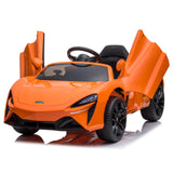 Garvee Ride - P Series: 12V Kids Ride on Car, Licensed Mclaren Battery Powered Electric Car with Remote Control, 3 Speeds, Bluetooth Music, Horn, LED Lights, 4-Wheel Ride on Toys - Orange - Orange