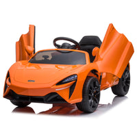 Garvee Ride - P Series: 12V Kids Ride on Car, Licensed Mclaren Battery Powered Electric Car with Remote Control, 3 Speeds, Bluetooth Music, Horn, LED Lights, 4-Wheel Ride on Toys - Orange