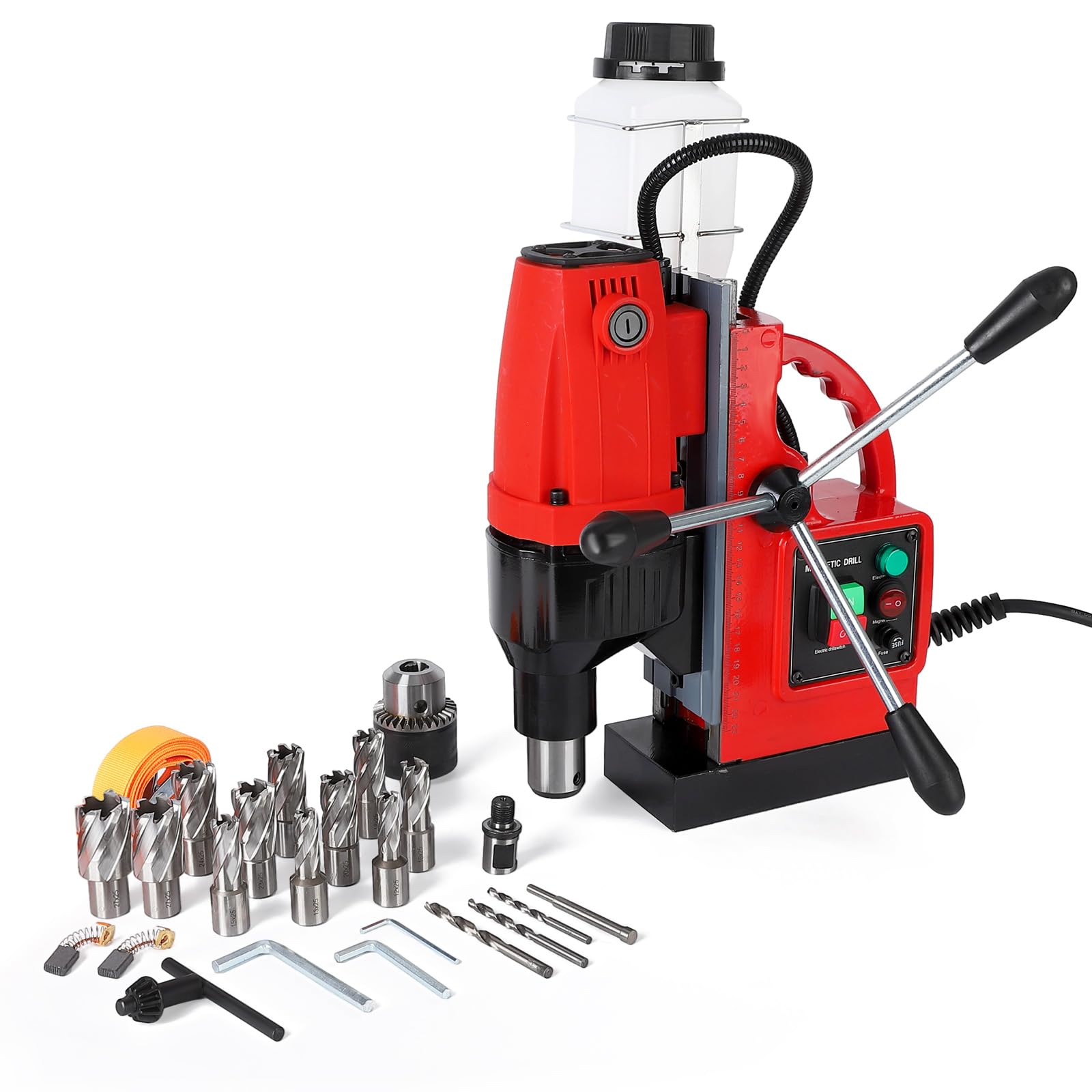 Garvee 1100W Mag Drill Press , 1.57 in Boring Diameter, 580 RPM 2922lbf Magnetic Adhesion for Industrial Home Steel Fabrication