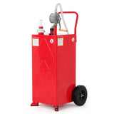 Garvee 30 Gallon Fuel Caddy with Manual Pump, 9.8 ft UV-Resistant Hose Tank Gauge Ground Clamp & 2 Wheels, Portable Gas Diesel Tank for Car Boat ATV Lawn Mower, Red - Red-Diamond Pattern