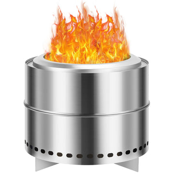 Garvee 20" Portable Smokeless Wood Burning Firepit with Stand Stainless Steel Bonfire Fire Pit for Camping & Picnic, Carry Bag, Split Structure