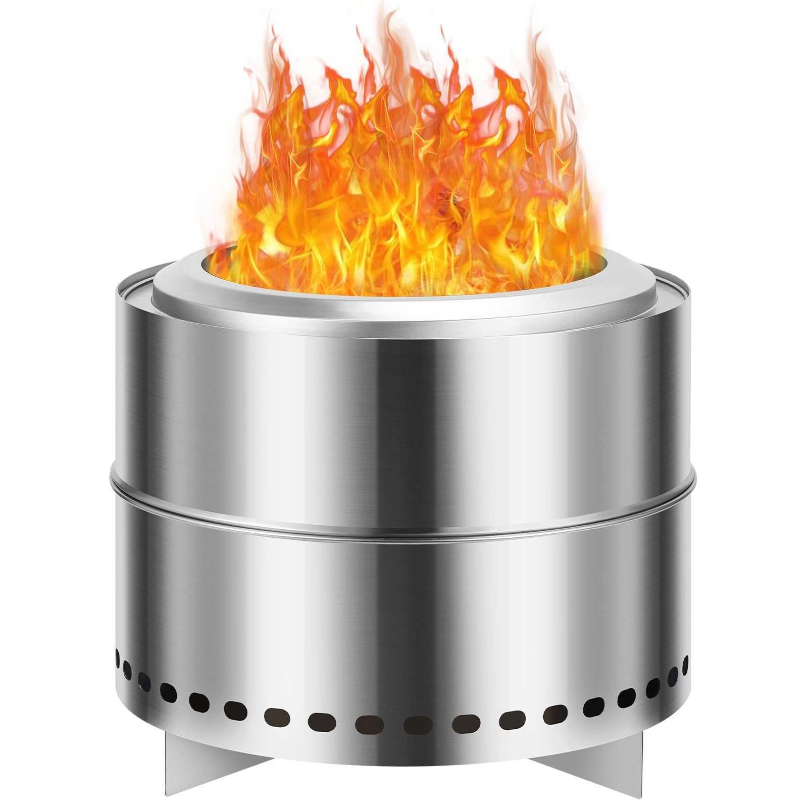 Garvee 20" Portable Smokeless Wood Burning Firepit with Stand Stainless Steel Bonfire Fire Pit for Camping & Picnic, Carry Bag, Split Structure