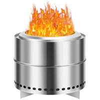 Garvee 20" Portable Smokeless Wood Burning Firepit with Stand Stainless Steel Bonfire Fire Pit for Camping & Picnic, Carry Bag, Split Structure