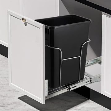 Garvee Pull Out Trash Can Under Cabinet, Stainless Steel Slide Out Garbage Can Shelf Under Sink, Adjustable Slide Out Shelf for Waste Can Under Kitchen Sink for 35L Trash Can, Trash Can Not Included