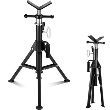 Garvee V-Head Pipe Jack Stand 2500 Lbs Load Capacity Adjustable 28-52" Height Heavy-Duty Steel Folding Legs Portable for Welding Automotive HVAC