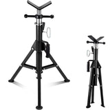 Garvee V-Head Pipe Jack Stand 2500 Lbs Load Capacity Adjustable 28-52" Height Heavy-Duty Steel Folding Legs Portable for Welding Automotive HVAC - Black
