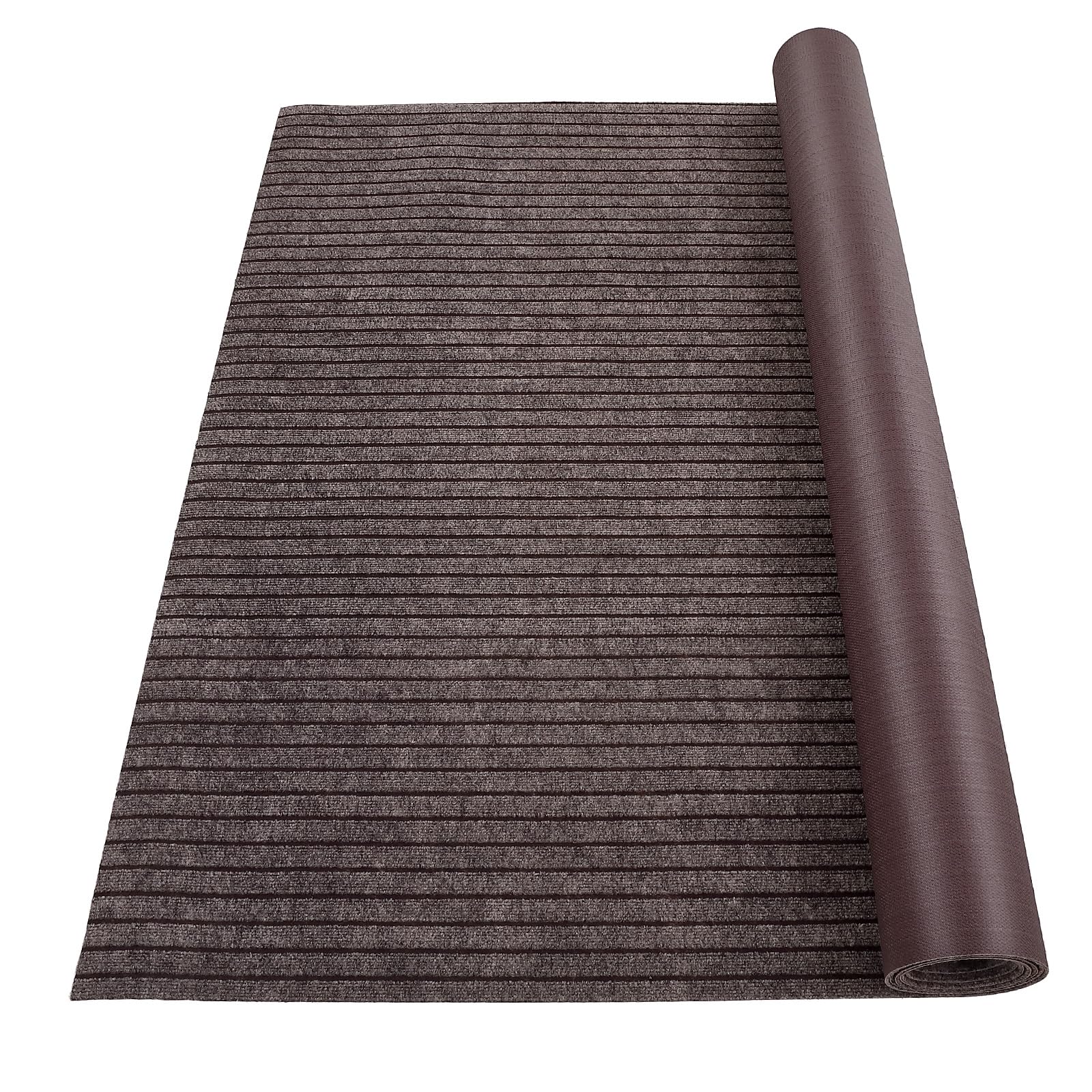 Garvee 6' × 23' Stripe Brown Marine Carpet, Waterproof Indoor/Outdoor Rug with TPR Non-Slip Backing for Boat, Patio Deck, Camping, and Outdoor Use