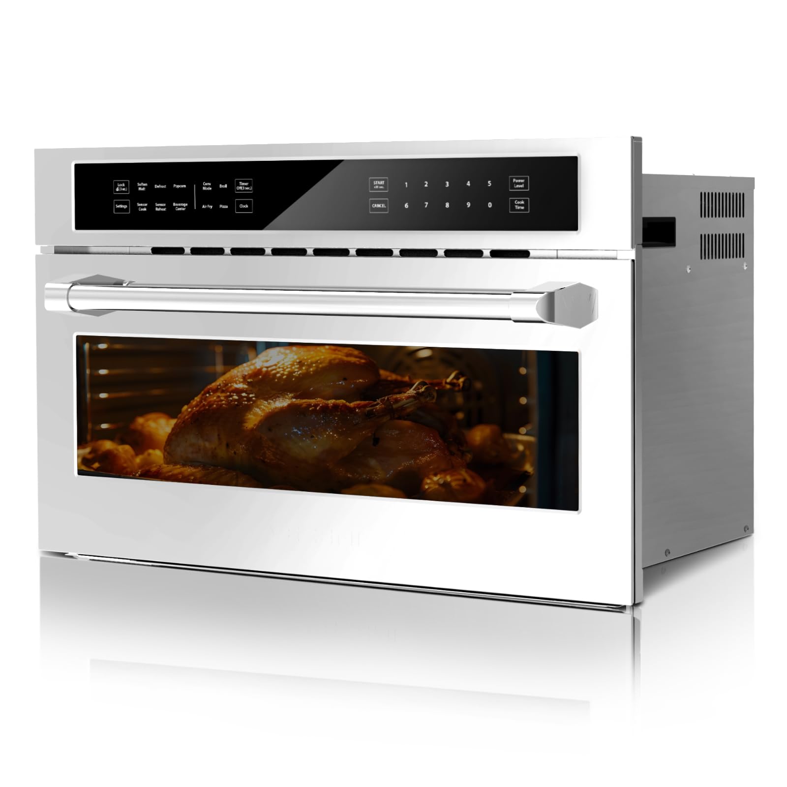 Garvee 30’ Microwave Oven, 1.6 Cu.Ft Capacity Built-In Microwave Convention Oven with Air Fryer, Child Safety Lock, Drop Down Door, 3D Surround Heating Touch Control for Versatile Cooking Solutions