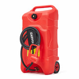 Garvee Upgraded 16 Gallon Gas Tank, Heavy-Duty Fuel Can with Manual Transfer Pump, 10FT Hose, and Casters, Leak-Proof Portable Gas Container for Lawn Mowers, Tractors, Boats, and Snow Blowers, Red - Red
