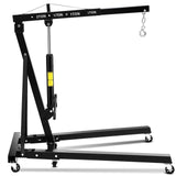 Garvee Engine Hoist, 2 Ton Hydraulic Crane, 4400LB Capacity, Collapsible Frame, 360° Swivel Casters, Adjustable Boom, for Garage Repair, Black - Black