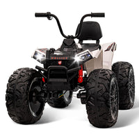 Garvee Ride - P Series: 24V Kids Quad ATV, Ride on Car 4WD Quad Electric Vehicle, 4x80W Powerful Engine, with 7AHx2 Large Battery, Accelerator Handle, EVA Tire, Full Metal Suspension, LED Light, Bluetooth&Music - White