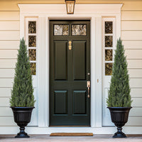 Garvee Artificial Cedar Topiary Trees for Home Decor, 4ft Fake Cypress Trees Potted Faux Evergreen Plants for Outdoor Indoor Front Porch Garden Set of 2