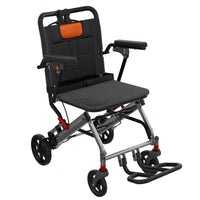 Garvee Ultra Lightweight Elderly Transport Wheelchair Weighs only 24 lbs. Portable Lightweight Folding Transport Chair, with Locking Handbrake, Removable Flip Armrests, Swinging Footrests, Supports 220 lbs.