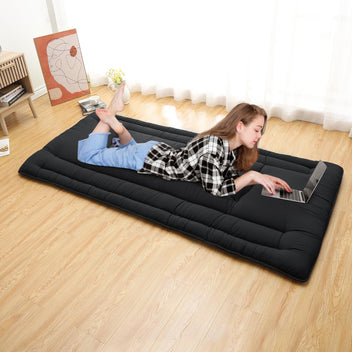 Garvee Futon Mattress Full Size, Foldable Sleeping Mattress Tatami Mattress for Adults, Roll Up Japanese Style Floor Bed Dormitory Floor Mattress for Rv Travel Camping, Black