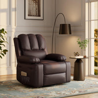 Garvee 22" Widen Rocker Swivel Recliner Chair, Lazy Boy Recliner for Adults, with 1.5X Sponge Filling, Side Pocket, and Cup Holder, for Living Room, Bedroom, and Nursery, Coffee