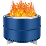 Garvee 27 Inch Portable Smokeless Firepit with Stand, Bonfire Wood Burning Fire Pit for Camping & Picnic Outside, Stainless Steel Large Fire Pit with Carry Bag, Split Structure - Blue