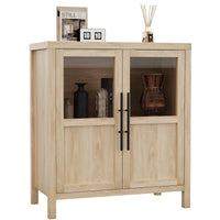 Garvee Sideboard Buffet Cabinet with Glass Doors, 29" Large Buffet Cabinet with Storage, Modern Farmhouse Storage Cabinet Table for Kitchen Dining Room, Living Room(Glass with 2 Door, Pear Wood)