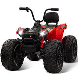 Garvee Ride - P Series: 24V Kids ATV, Ride on Car 4WD Quad Electric Vehicle, 4x80W Powerful Engine, with 7AHx2 Large Battery, Accelerator Handle, EVA Tire, Full Metal Suspension, LED Light, Bluetooth&Music - Red - Red