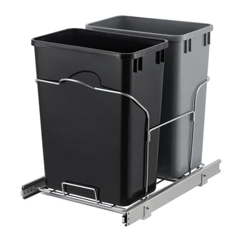 Garvee 2×30 QT Garbage Waste Recyling Bin with Full Extension Slides, Space-Saving Design, Eco-Friendly Waste Management, Multi-Purpose Bins, Pullout Trash Can for Under Kitchen Cabinets