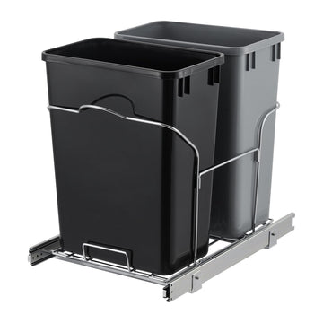 Garvee 2×30 QT Garbage Waste Recyling Bin with Full Extension Slides, Space-Saving Design, Eco-Friendly Waste Management, Multi-Purpose Bins, Pullout Trash Can for Under Kitchen Cabinets
