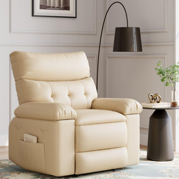 Garvee Oversized Wide Rocker Swivel Recliner Chair - PU Leather Large Manual Recliner for Adults, Ultimate Comfort Lazy Boy with 1.5X Sponge Filling and Easy Recline Mechanism for Relaxation