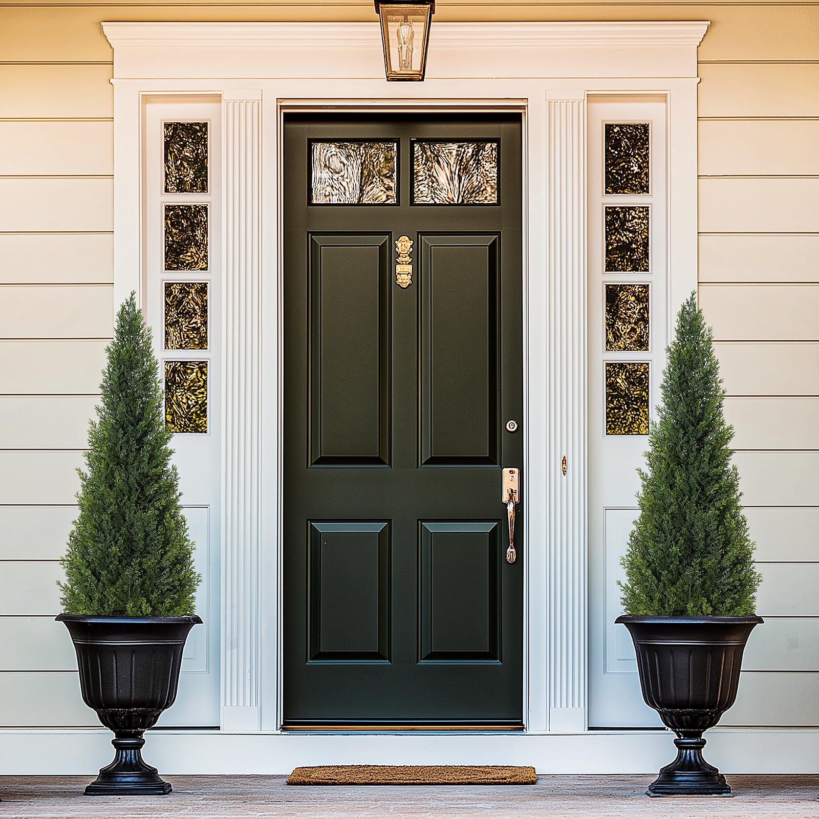 Garvee Artificial Cedar Topiary Trees for Home Decor 3ft(2pcs) Fake Cypress Trees Potted Faux Evergreen Plants for Outdoor Indoor Front Porch Garden Set of 2
