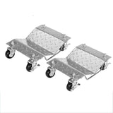 Garvee 2 Items 4 Tire Wheel Dolly Car, Premium Manganese Steel, 3000 Lbs Capacity, Heavy Duty, Antiskid & Recessed Design, 360° Rotatable Wheels, Silver - Silver
