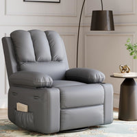 Garvee Oversized 27" Recliner Chairs with Heat and Massage, 360° Swivel Lazy Boy Recliner Chair for Adults, Manual Rocking Chair with Cup Holder for Living Rooms, Bedrooms and Nurseries, Gray