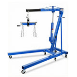 Garvee 2 Ton Engine Hoist Cherry Picker 4400 Lbs Capacity Foldable Steel Frame 6 Casters Hydraulic Portable for Trucks & Boats - Blue