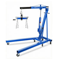 Garvee 2 Ton Engine Hoist Cherry Picker 4400 Lbs Capacity Foldable Steel Frame 6 Casters Hydraulic Portable for Trucks & Boats