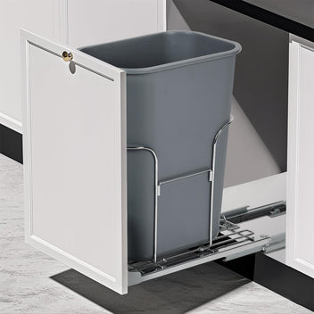 Garvee Pull Out Trash Can Under Cabinet, Stainless Steel Adjustable Slide Out Shelf for Waste Garbage Can Under Kitchen Sink for 30L Trash Can, Trash Can Not Included