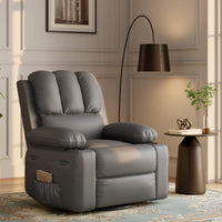 Garvee 22" Widen Rocker Swivel Recliner Chair, Lazy Boy Recliner for Adults, with 1.5X Sponge Filling, Side Pocket, and Cup Holder, for Living Room, Bedroom, and Nursery, Grey