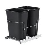 Garvee 2×35QT Garbage Waste Recyling Bin with Full Extension Slides, Space-Saving Design, Eco-Friendly Waste Management, Multi-Purpose Bins, Pullout Trash Can for Under Kitchen Cabinets, Black - Black
