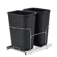 Garvee 2×35QT Garbage Waste Recyling Bin with Full Extension Slides, Space-Saving Design, Eco-Friendly Waste Management, Multi-Purpose Bins, Pullout Trash Can for Under Kitchen Cabinets, Black