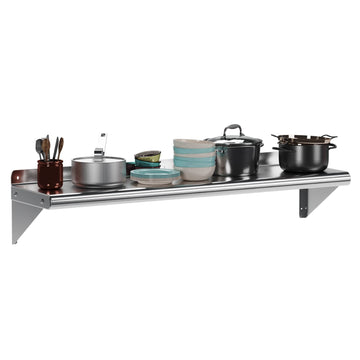 Garvee Wall Mount Stainless Steel Shelf 12 x 48 Inch, NSF Certified Shelves, 280 lb Load Capacity Heavy Duty Floating Shelf Kitchen Storage Racks for Restaurant, Hotel and Garage