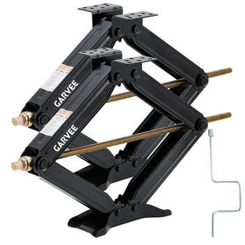 Garvee 7500 lbs RV Scissor Jacks, 24" Heavy-Duty Leveling Stabilizers with Crank Handle, 4"-24" Adjustable Height, Powder-Coated Steel Base for Travel Trailers, RVs, and Campers, 2 Pack