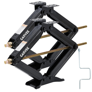 Garvee 7500 lbs RV Scissor Jacks, 24" Heavy-Duty Leveling Stabilizers with Crank Handle, 4"-24" Adjustable Height, Powder-Coated Steel Base for Travel Trailers, RVs, and Campers, 2 Pack