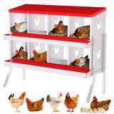 Garvee 8 Compartments Metal Chicken Nesting Boxes, Nesting Boxes with Metal Legs, Chicken Laying Box with Roll Out Egg Collection with Vented Holes - Red