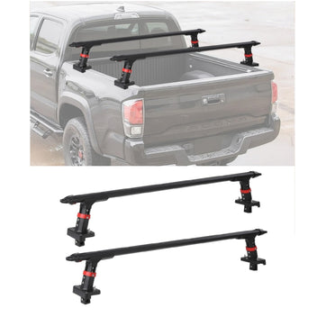 Garvee Truck Ladder Rack 800LBS Capacity Adjustable Height 10.51-11.53" Aluminum Heavy-Duty Steel, Fits Large Pickup Beds, Outdoor Hauling