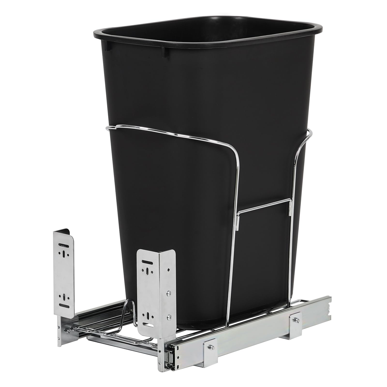 Garvee 1×35 QT Garbage Waste Recyling Bin with Full Extension Slides, Space-Saving Design, Eco-Friendly Waste Management, Multi-Purpose Bins, Pullout Trash Can for Under Kitchen Cabinets, Black