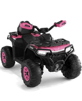 Garvee 12V Kids Electric ATV Ride-On Car – Dual Motors – Remote Control – LED Lights, wireless, Music, USB, Spring Suspension – Outdoor Off-Road Quad Toy for Boys & Girls – Dark Pink - Deep Pink