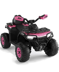 Garvee 12V Kids Electric ATV Ride-On Car – Dual Motors – Remote Control – LED Lights, wireless, Music, USB, Spring Suspension – Outdoor Off-Road Quad Toy for Boys & Girls – Dark Pink