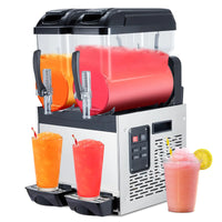 Garvee Commercial Slushy Machine 24L Double Tank , 700 Watts Rapid Refrigeration & Blending , Stainless Steel & PC , Easy Maintenance & Considerate Features , Restaurants Cafes Bars