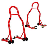 Garvee Heavy Duty Motorcycle Stand Lift 900 lbs Capacity Adjustable Steel Frame Front & Rear Combo Universal Fit for Repairs Maintenance Storage - Red