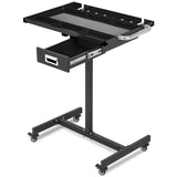 Garvee Rolling Work Table, Heavy Duty Steel Adjustable Mobile Workbench with Wheels, 35-45" Height, for Garage & Workshop, Black - Black
