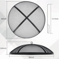 Garvee Fire Pit Spark Screen Cover for Campfires - Easy Lift Stainless Steel, Mesh Protector, Guide Rod Included, Outdoor Patio & Backyard Accessory, Black，30 * 30 * 8.6inch