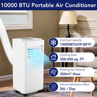 Garvee 10000 BTU Portable Air Conditioner, Indoor AC Unit with Remote Control, Built in Dehumidifier & Fan & Sleep Mode, 24H Timer, Portable AC for Room, Office