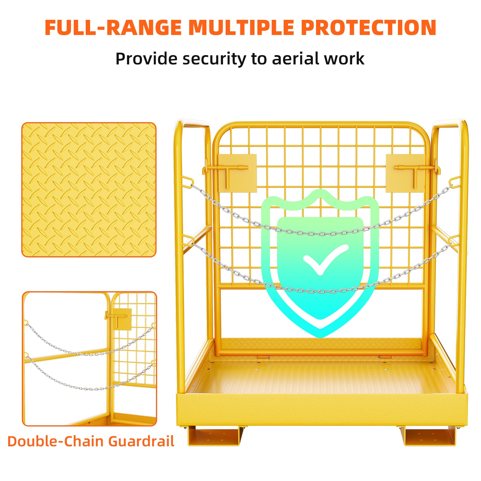 Garvee Forklift Safety Cage, 36"x36" Heavy Duty Forklift Man Basket Foldable Forklift Work Platform with Double Chain Guardrail Perfect for Aerial Work